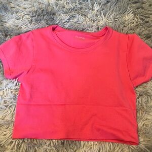 Aerie Pink Crop Top Vibrant Sidewalk Tee